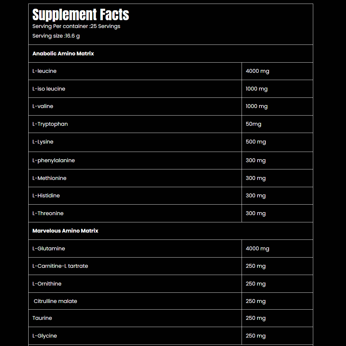 Marvelous Nutrition Maze Anabolic amino Acid Formula25Serv.400G